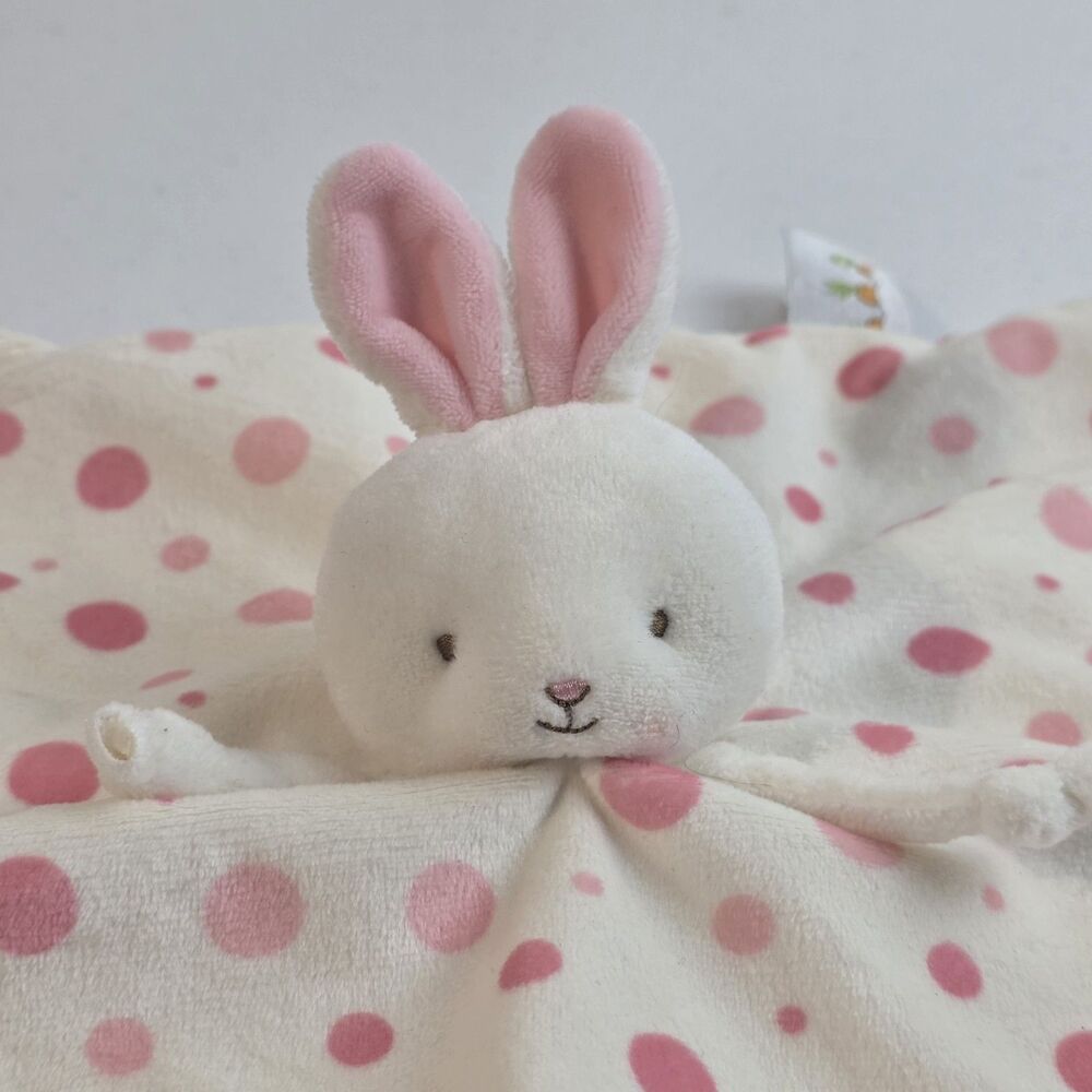 Bunnies by the Bay Lovey Blossom Bunny Head Polka Dot Pink Baby Girl EUC 8" - Picture 2 of 5